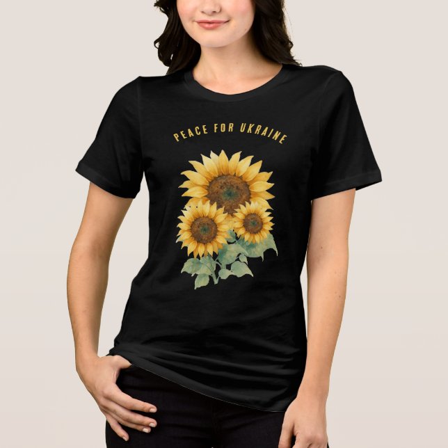 T-shirt En Tri-matière Paix pour l'Ukraine. Symbole des tournesols de la  (Recto)