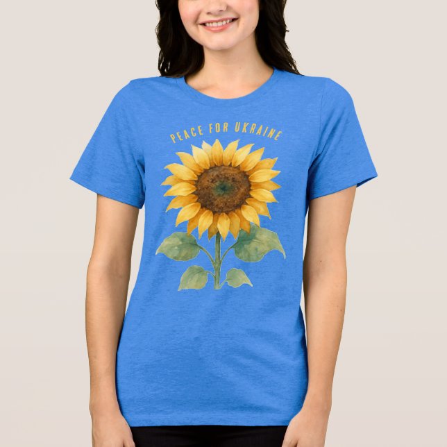 T-shirt En Tri-matière Paix pour l'Ukraine. Symbole Sunflower Peace. (Recto)