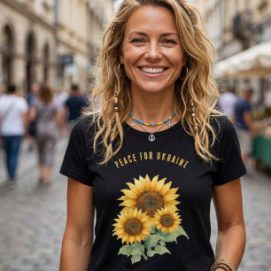 T-shirt En Tri-matière Paix pour l'Ukraine. Tournesols symbole de la paix