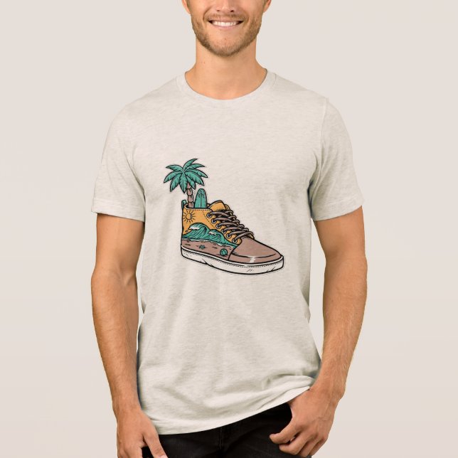 T-shirt En Tri-matière Palm Tree & Beach Wave Shoe Illustration (Recto)