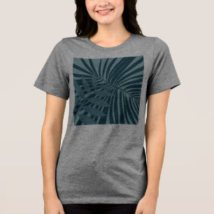 T-shirt En Tri-matière palme & feuille tropicale abstrait en gris vert bl
