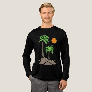 T-shirt En Tri-matière Palmiers tropicaux avec soleil sur une petite île