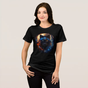 T-shirt En Tri-matière Panthère céleste avec Lune et Géométrie sacrée