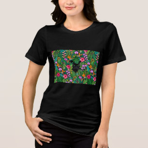 T-shirt En Tri-matière Panthère noire Fleurs de jungle et feuillage tropi