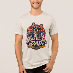 T-shirt En Tri-matière Papa Bouledogue Français Lunettes de soleil rétro 