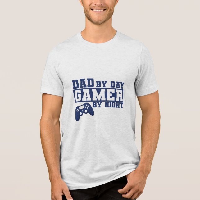 T-shirt En Tri-matière Papa gamer. papa par gamer de jour par nuit (Recto)