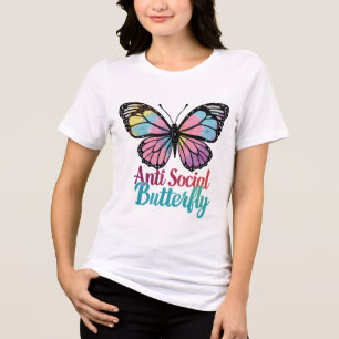 T-shirt En Tri-matière Papillon Anti-Social – Tee de déclaration d'introv