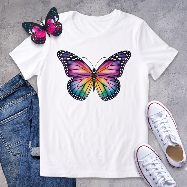 T-shirt En Tri-matière Papillon arc-en-ciel vif (Créateur téléchargé)