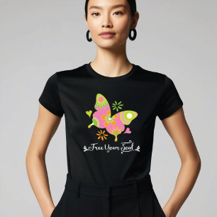 T-shirt En Tri-matière Papillon coloré Libérez votre âme Retro