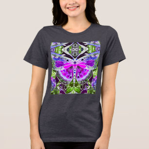 T-shirt En Tri-matière Papillon et Médaillon Motif Batik en violet
