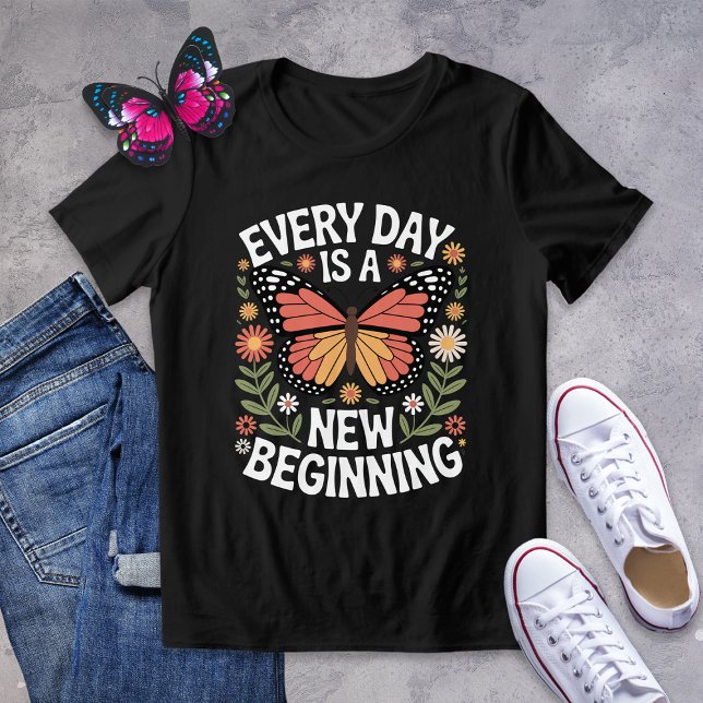 T-shirt En Tri-matière Papillon floral Nouvelle Positivité de début (Créateur téléchargé)