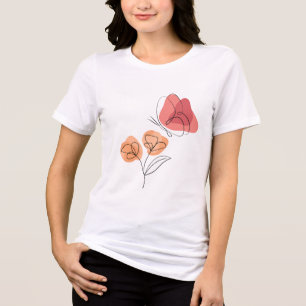T-shirt En Tri-matière Papillon minimaliste et art linéaire floral