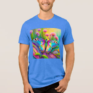 T-shirt En Tri-matière Papillon psychédélique coloré et Fleur sauvage
