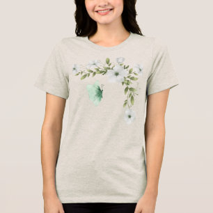T-shirt En Tri-matière Papillons et fleurs à l'aquarelle
