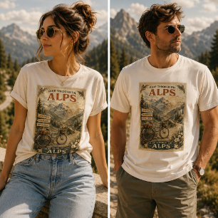 T-shirt En Tri-matière Parcourir les Alpes Voyage à Vélo Vintage