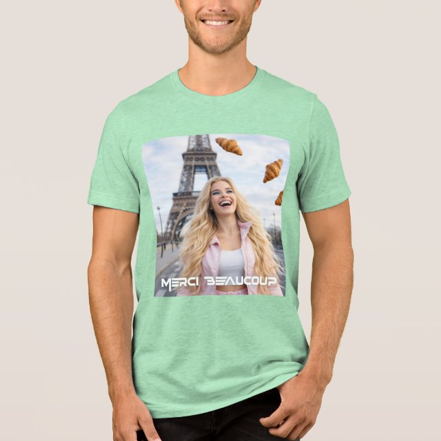 T-SHIRT  EN TRI-MATIÈRE PARIS - MERCI BEAUCOUP (Recto)