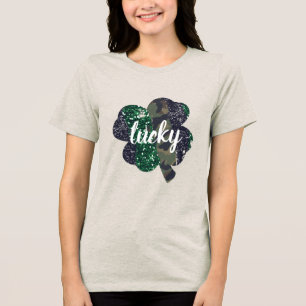 T-shirt En Tri-matière Parties scintillant chanceuse et Camo Shamrock Sai