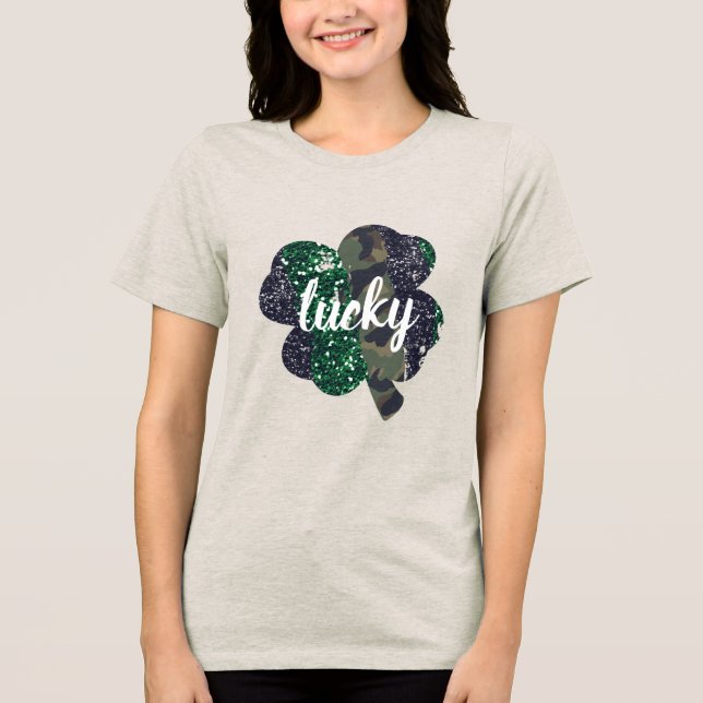 T-shirt En Tri-matière Parties scintillant chanceuse et Camo Shamrock Sai (Recto)