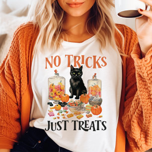 T-shirt En Tri-matière Pas de tours, juste des friandises Chat noir Hallo