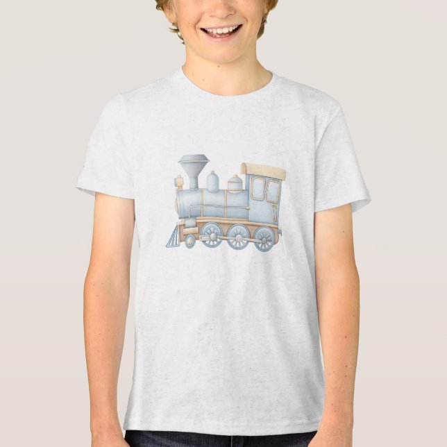 T-shirt En Tri-matière Pastel Classic Steam Train Engine Illustration (Recto)