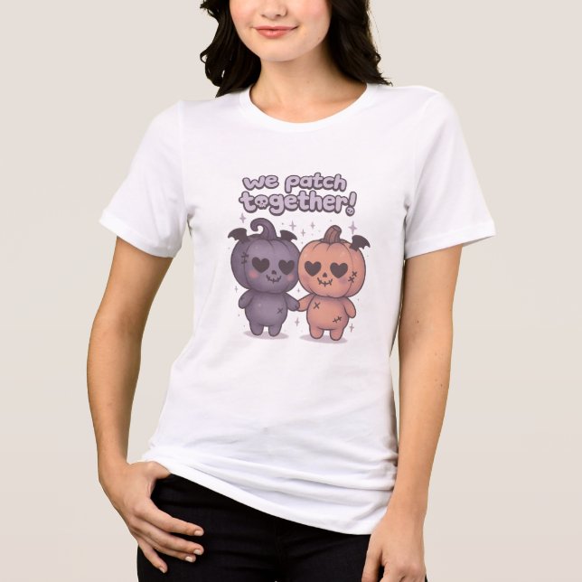 T-shirt En Tri-matière Pastel Goth Pumpkin Pair – “We Patch Together!” (Recto)