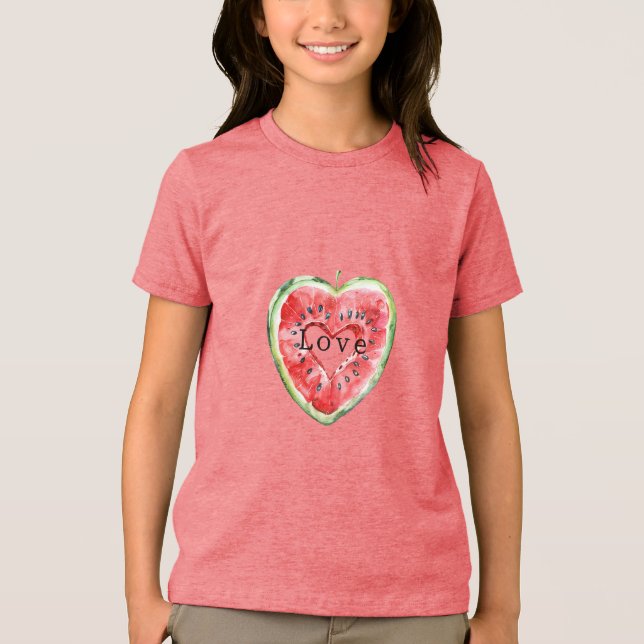 T-shirt En Tri-matière Pastèque à coeur rouge vert  (Recto)
