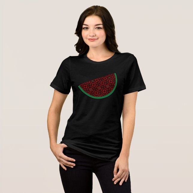 T-shirt En Tri-matière Pastèque de Palestine Broderie tatreez rouge (Recto plein)