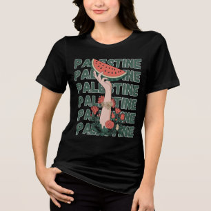 T-shirt En Tri-matière pastèque, fleurs et palestine libre Répéter