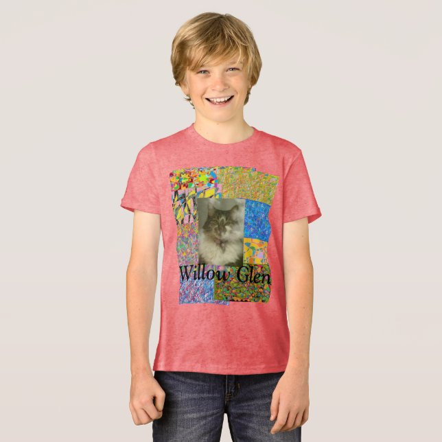 T-shirt En Tri-matière patchwork de Willow Glen et chat (Recto plein)