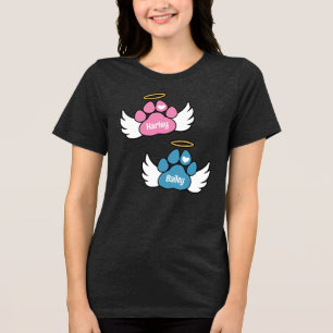 T-shirt En Tri-matière Pâtes roses et bleues Ange Ailes 2 Chiens Mémorial
