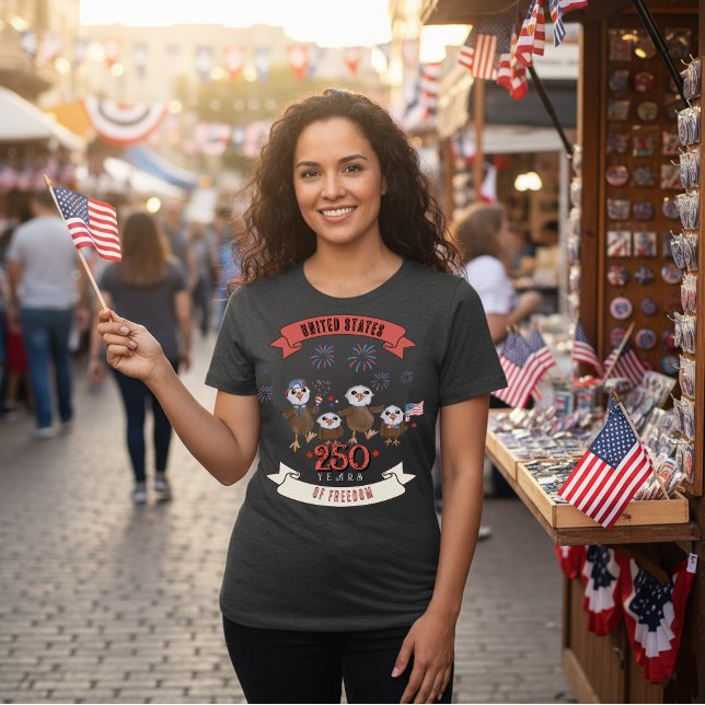 T-shirt En Tri-matière Patriotique US 250 ans de liberté Famille d'aigle (Patriotic US 250 Years of Freedom Eagle Family Tri-Blend Shirt)