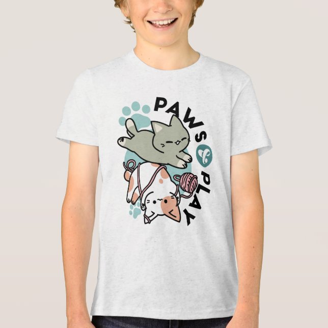 T-shirt En Tri-matière Paws and Play – Adorable Cat Illustration (Recto)