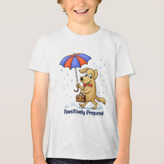 T-shirt En Tri-matière Pawsitively Prepared – Cute Dog with Umbrella