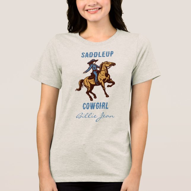 T-shirt En Tri-matière Pays Western Rodeo Saddleup Cowgirl T-shirt (Recto)