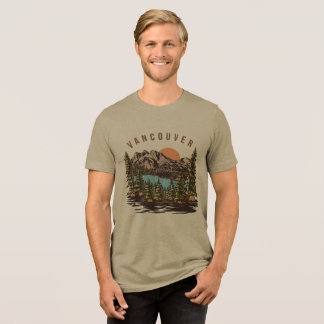T-shirt En Tri-matière Paysage Rétro de Vancouver – Scène de coucher de s