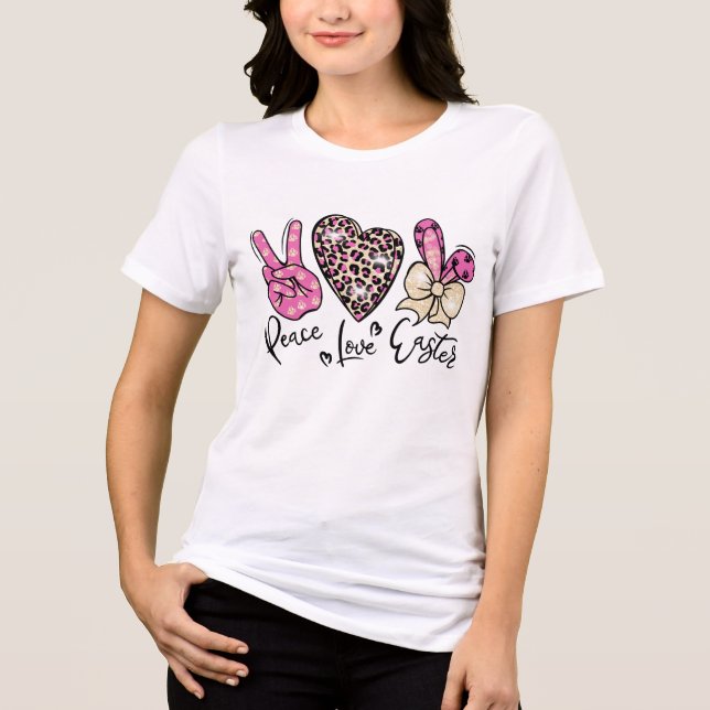 T-shirt En Tri-matière Peace Love Pâques mignonne Moderne Purple Girly (Recto)