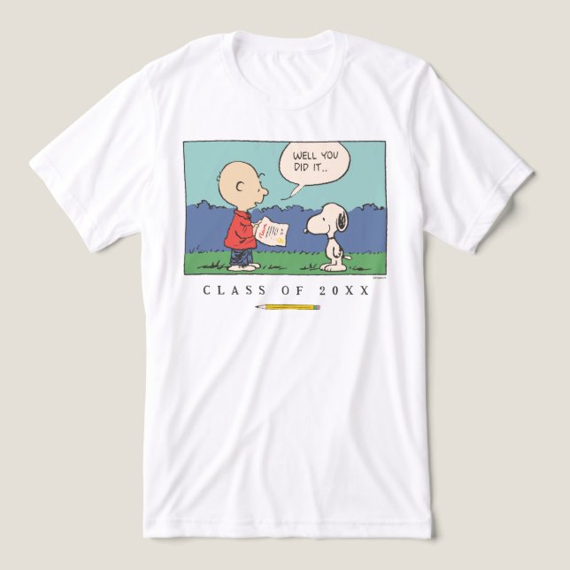 T-shirt En Tri-matière Peanuts Charlie Brown Snoopy Well You Did It Grad (Design Recto)