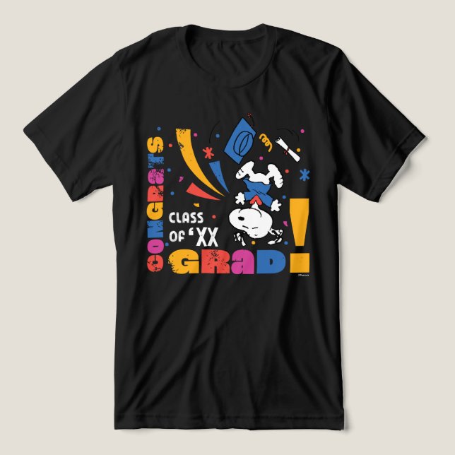 T-shirt En Tri-matière Peanuts Snoopy Congrats Grad Graduation Confetti (Design Recto)