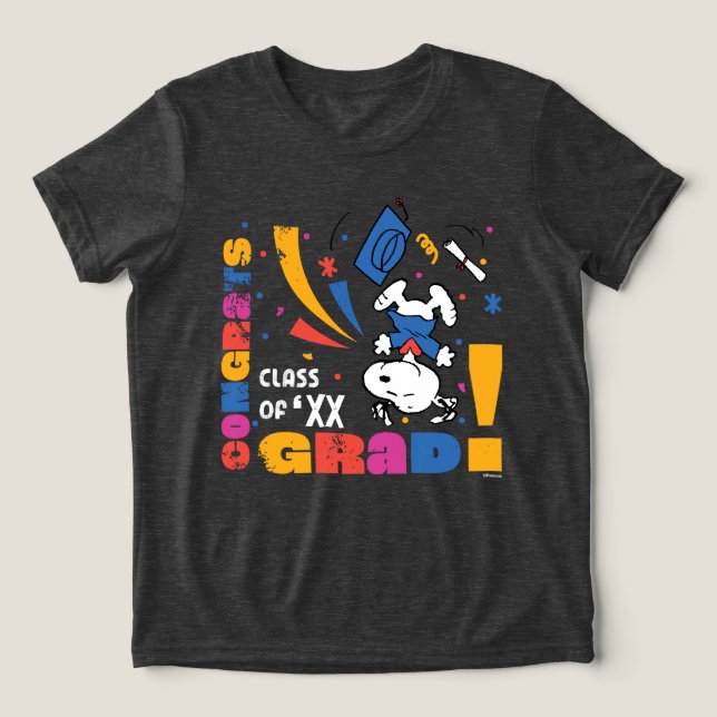 T-shirt En Tri-matière Peanuts Snoopy Congrats Grad Graduation Confetti (Design Recto)