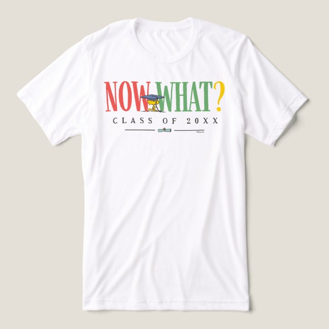 T-shirt En Tri-matière Peanuts Woodstock Now What Graduation Funny Quote (Design Recto)