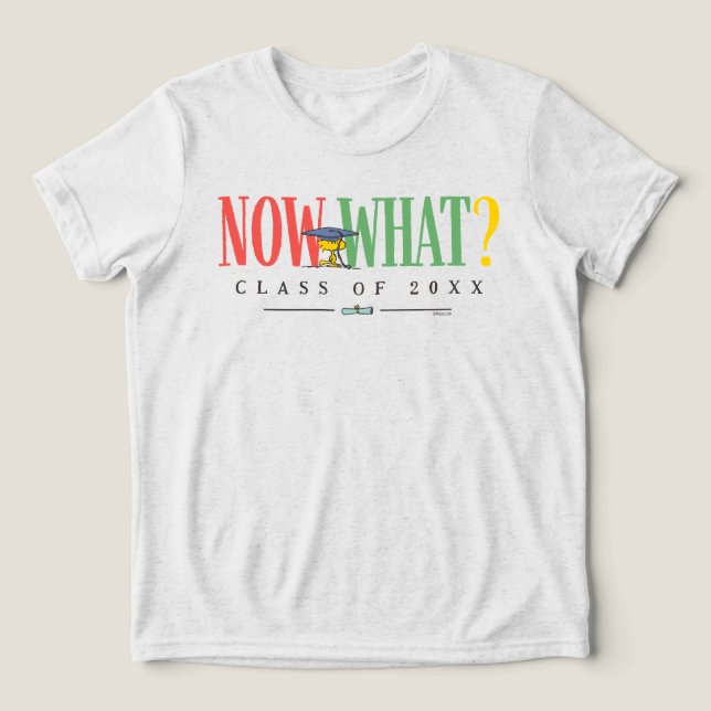 T-shirt En Tri-matière Peanuts Woodstock Now What Graduation Funny Quote (Design Recto)
