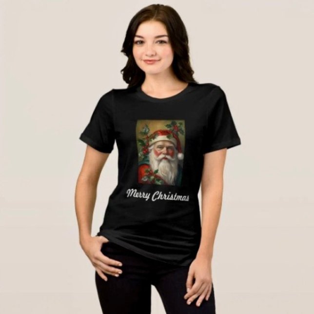 T-shirt En Tri-matière Père Noël avec du gui (Comfy tri-blend women’s tee feminine fit, scoop neck, short sleeves, relaxed fit.  
)