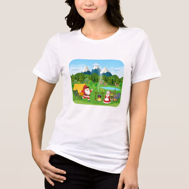 T-shirt En Tri-matière Père Noël, Mme Claus et Camping familial Rudolph (Recto)