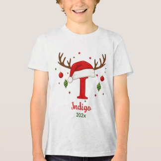 T-shirt En Tri-matière Personalized Christmas Monogram I Santa Hat