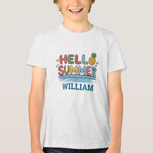 T-shirt En Tri-matière Personalized Hello Summer Family Matching Vacation (Recto)