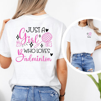 T-shirt En Tri-matière Personalized Just A Girl Who Loves Badminton Pink 