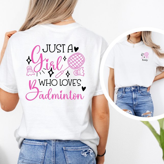 T-shirt En Tri-matière Personalized Just A Girl Who Loves Badminton Pink  (Créateur téléchargé)