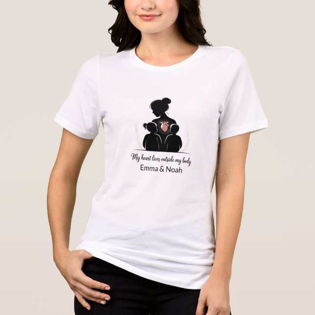 T-shirt En Tri-matière Personalized Motherhood Silhouette–Custom Mom Gift (Recto)