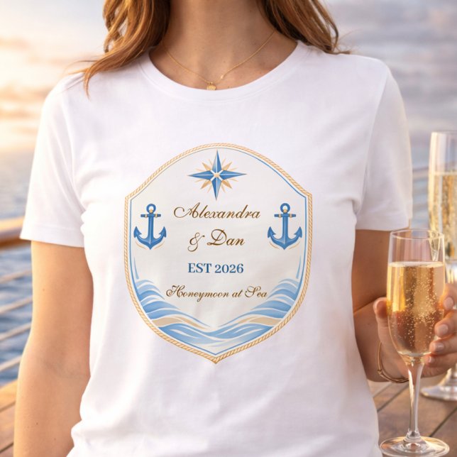 T-shirt En Tri-matière Personalized Nautical Honeymoon Crest (Créateur téléchargé)