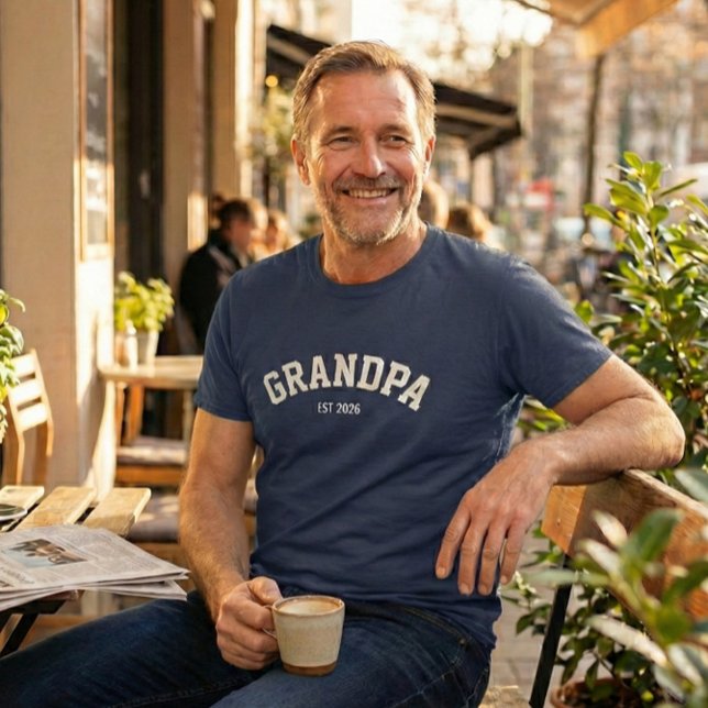 T-shirt En Tri-matière Personalized New Grandpa Est Date Father's Day (Créateur téléchargé)